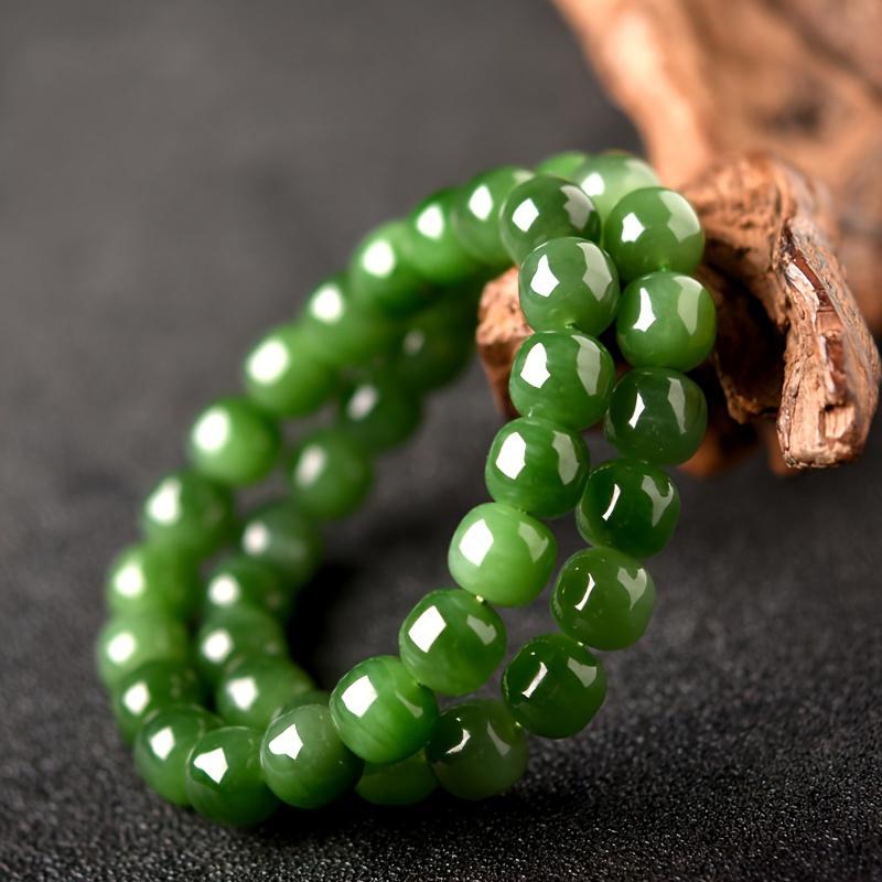 1 Stück 8mm natürliches grünes Glasarmband, Glücksarmband, Glücksarmband für Familie und Freunde, Unisex