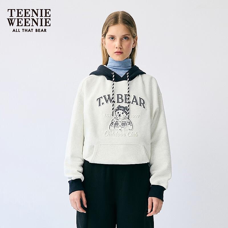 Teenie Weenie Women's Bear Graphic Colorblock Hooded Sweatshirt