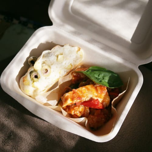 Disposable, Eco-friendly, and Stylish Lunch Box Containers, Unbleached Molded Food Packs, Size L (B001M), Pack of 50