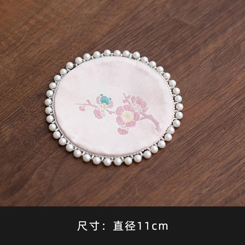 

Insulation Mat Pink Plum Butterfly Round Pearl Coaster Heat Zen Teapot Pad Elegant Home Tea Cup Accessory Decor розовый