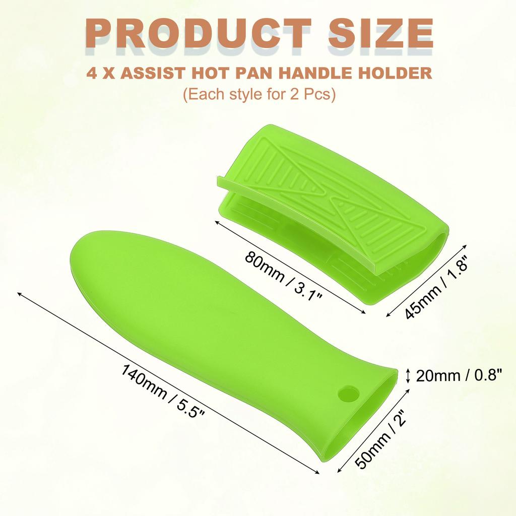 4Pcs Silicone Assist Hot Pan Handle Holder Hot Skillet Handle Covers Pot Holder Sleeve Non-Slip Heat Resistant Pot Frying Pans