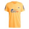 Wings For Life Comoda Versatile Resistente Colore Unico Striscia con Lettere Logo del Marchio T-shirt a Maniche Corte Uomo Top Giallo JI7632
