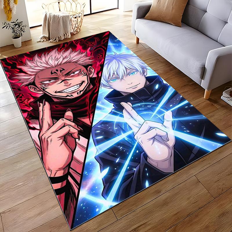 Duel of Flames and Frost Anime Style Carpet Suitable for use as an anti-slip game mat for living room and bedroom sofas