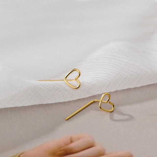 Engagement Enamel Cute Heart Stud Earrings For Women Girls Rose Gold Color Summer Jewelry Black Earring Wedding Jewelry Gifts