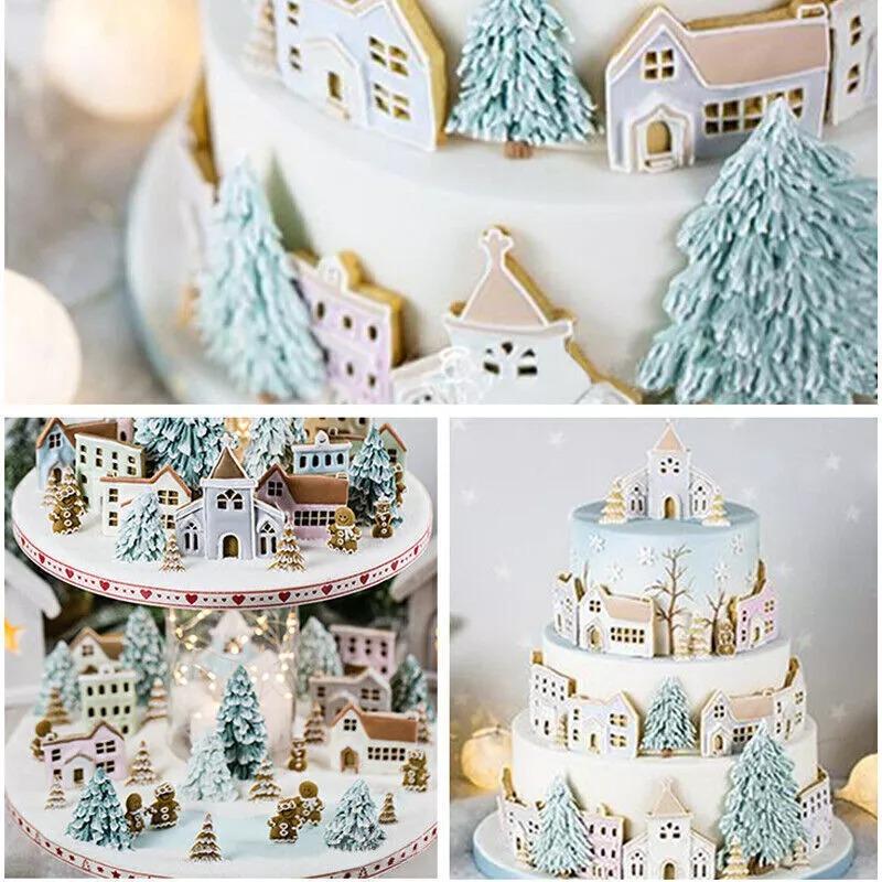 Weihnachtsbaum Haus Silikon Fondant Kuchen Dekor Form Schokolade Sugarcraft Form