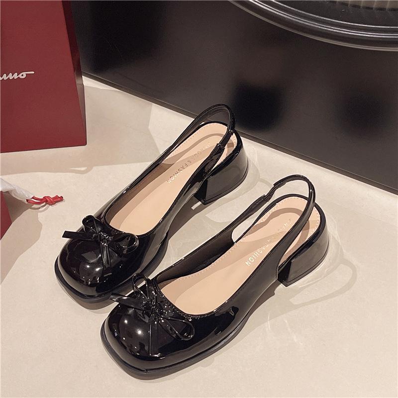 Bow bag head thick heel high heel sandals women's summer new with skirt single shoes women's shoes