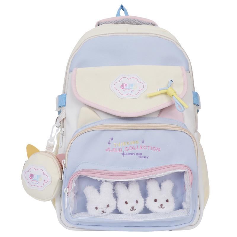 Street Nylon Fashion Backpack Color Block Design With Laptop Compartment Gift