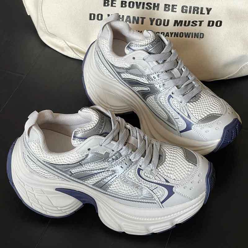 

Thick-soled heightening dad shoes 2025 summer new round head versatile lace-up soft-soled fashionable casual soft-soled sports shoes 40