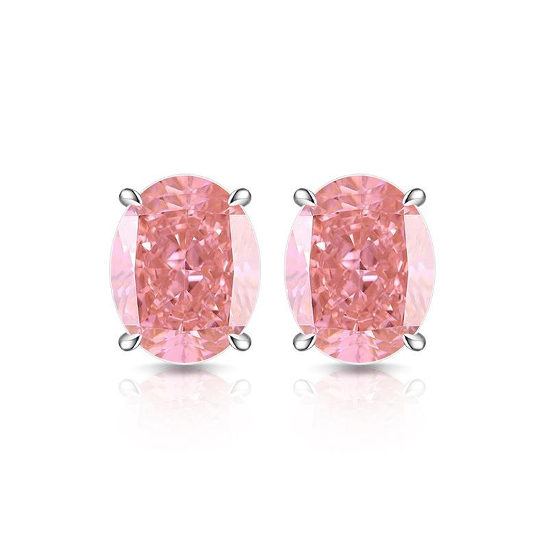 925 Sterling Silver Jewelry Light Luxury High Carbon Diamond Ice Flower Cut Bright Oval Simple and Elegant Stud EarringsGood product
