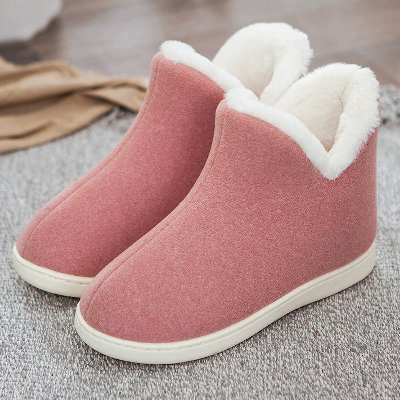Warm Cotton Shoes Lightweight Indoor Thickened Fleece and Furry Shoes High-top Warmth Non-slip Cotton Slippers Snow Boots