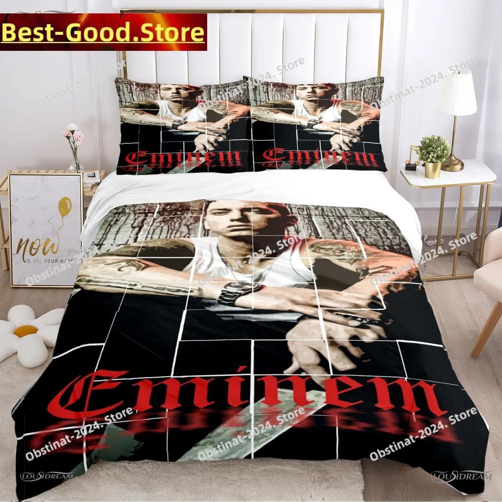 Eminem hip-hop singer All Season Bedding Set Duvet Cover Full Queen King Size Pillowcase Bed Printed Bed Set Aldult Kid Bedroom