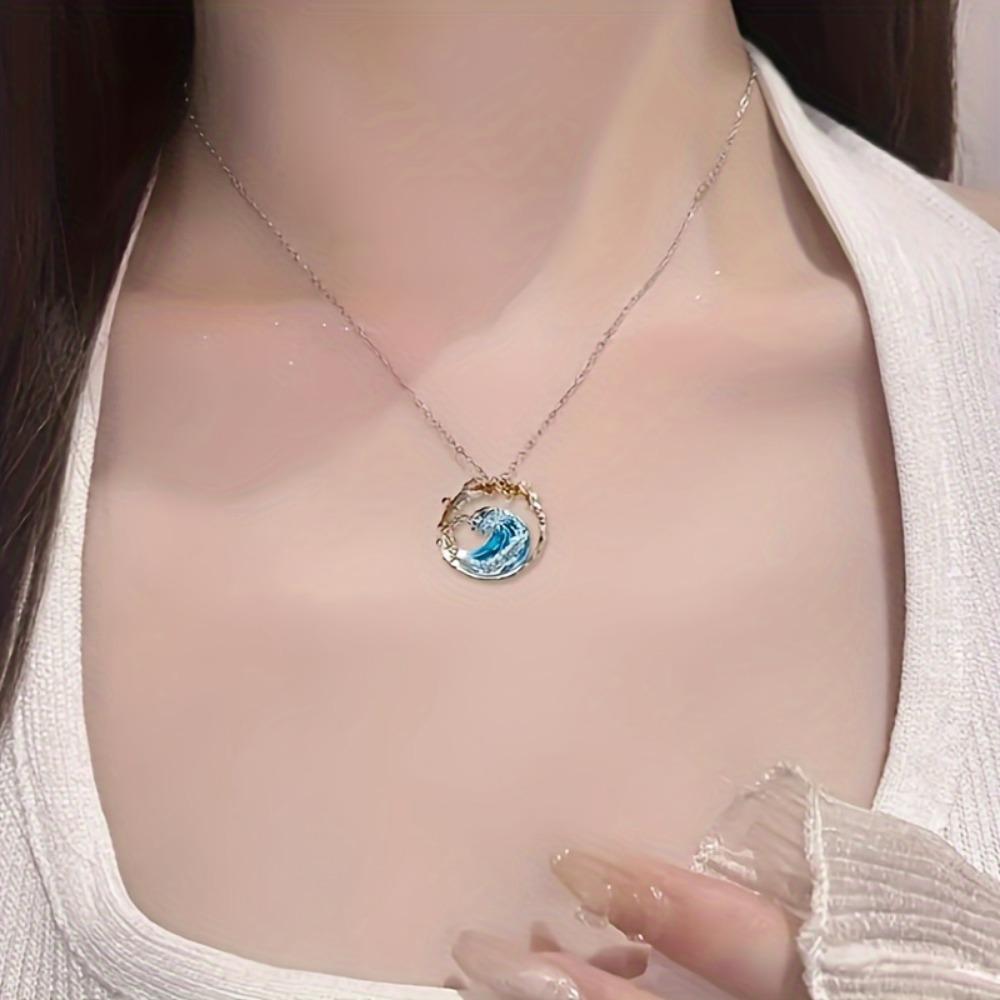 Joyería Inspirada en el Océano Estilo Bohemio Collar de Olas Azules Pendientes y Anillo Ideales Para el Uso Diario y Fiestas Regalo Perfecto Para Ella