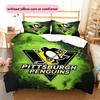 Pittsburgh Penguins Pattern Bedding Quilt Set  Home Decoration  Gift (1 * Duvet Cover + 2 * Pillowcase  Without Core)