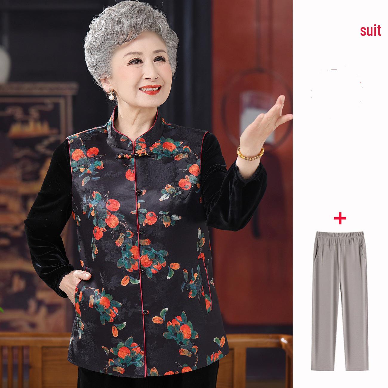

Grandma s Chinese Style Vest for Women - 60s, 70s, and Middle-Aged: Tang Suit Shoulder Cape for Spring and Autumn 5XL (160-175 Jin)
