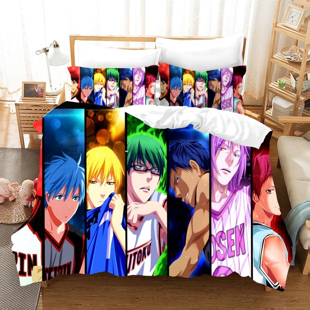 Anime KurokoS Basketball Kuroko Tetsuya Bedding Collection With Bed Linen Cartoon Duvet Cover Collection Pillowcase Twin Size For Boys Bedclothes