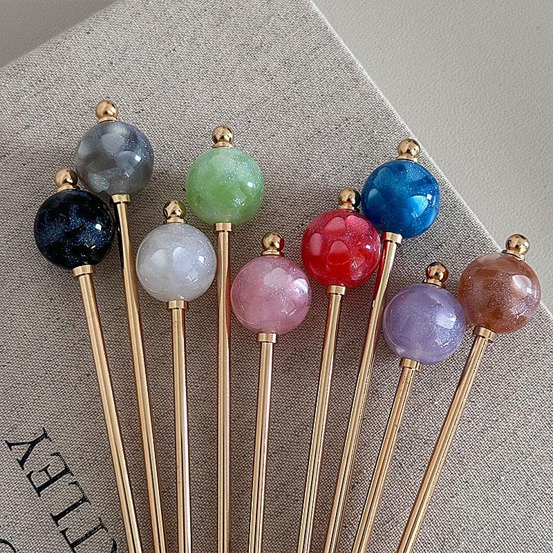 Simple Candy Color Metal Hairpin for Easy Bun Hairstyles