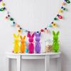 Standing Easter Bunny Decor with Bow Flocked Rabbit Figurine - Premium Material Craft Cute Design Festive Atmosphere Decoration