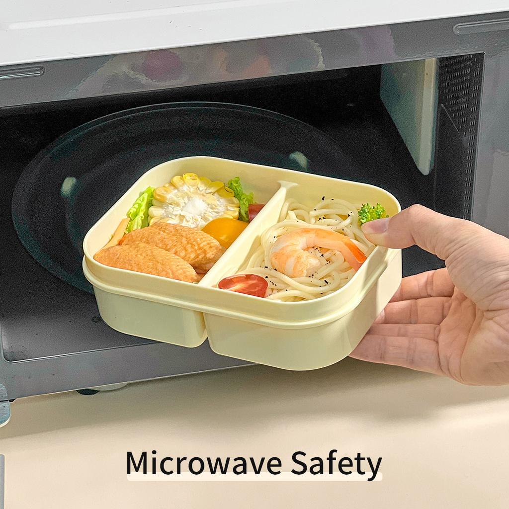 WORTHBUY Microwave Plastic Divided Lunch Box With Handle Large Capacity Sealed Fruit Salad Food Container For Kid Student School