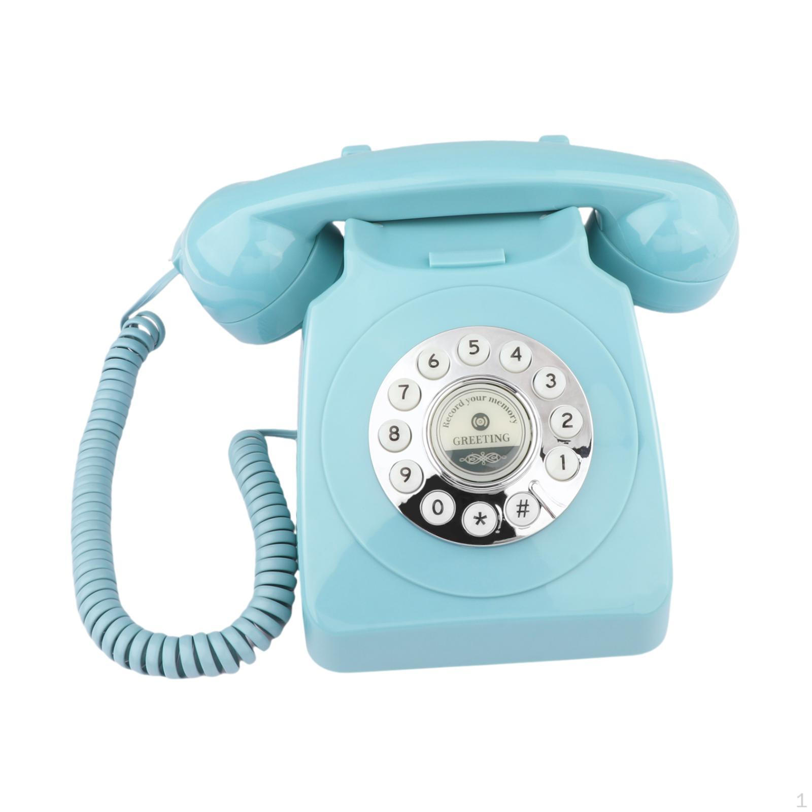 

Аудио гостевая книга Телефон Настольный телефон Модель Запись Сообщений Классический Винтажный Дизайн Диктофон синий