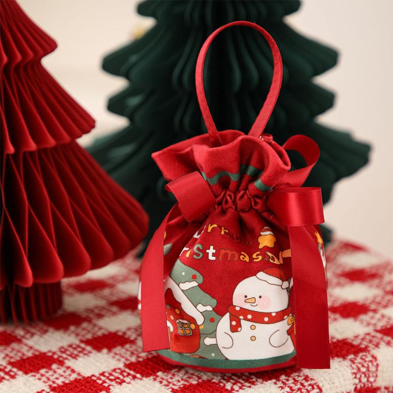 1 Stück Kinder-Themen-Weihnachtsgeschenkbox mit Canvas-Tragetasche Umweltfreundliche Verpackung Dekoration für Weihnachtsgeschenke
