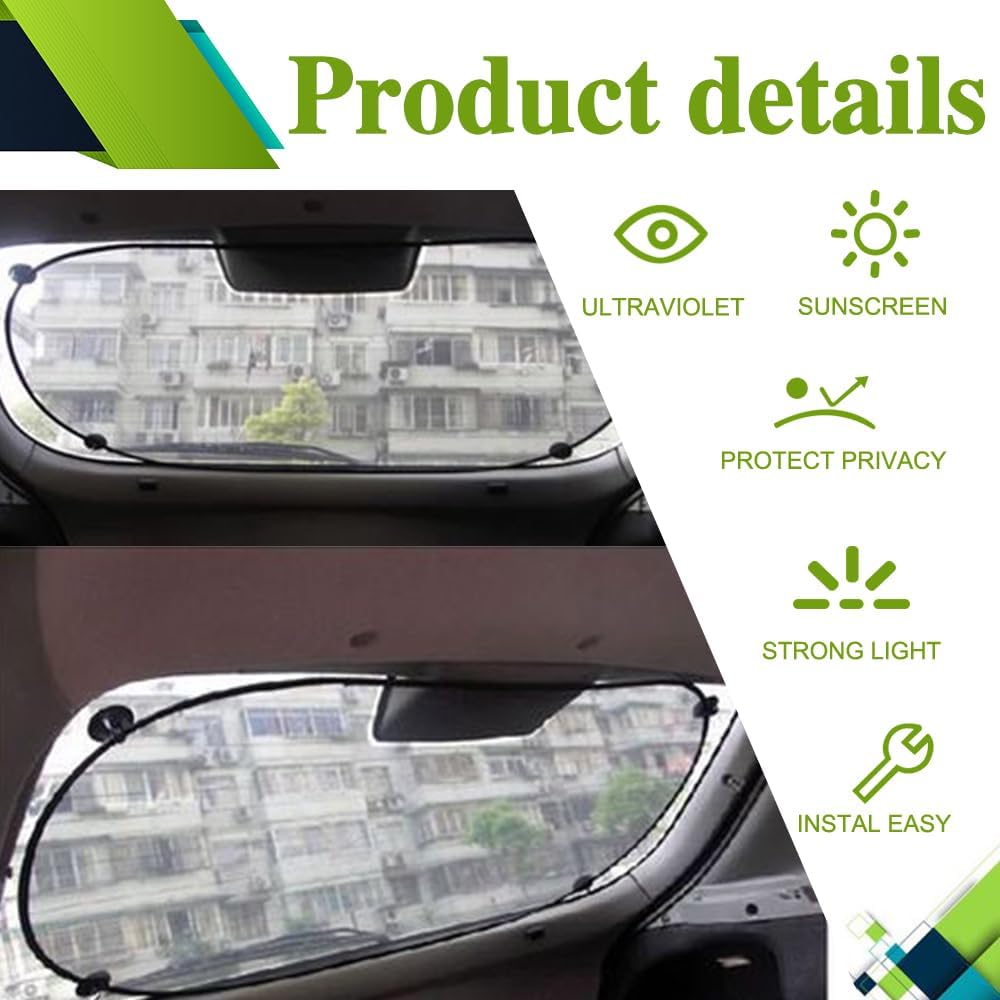 Car Rear Window Sunshade, 20"×40" Rear Window Sun Shade Blocker With Suction Cups, Mesh Sunlight Shield Provide Glare Shield And UV Rays Protection