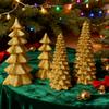 4 Pcs Light Up Christmas Tree Figurines Resin Christmas Tree Tabletop Decoration for Holiday Mantel Desk Centerpiece