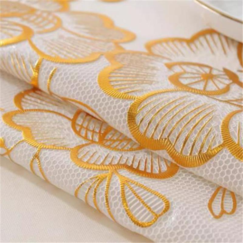 90*140cm Waterproof Oilproof Heat-resistant Wash-free Gold Foil TableclothTable Cover for Kitchen Living Room Decor