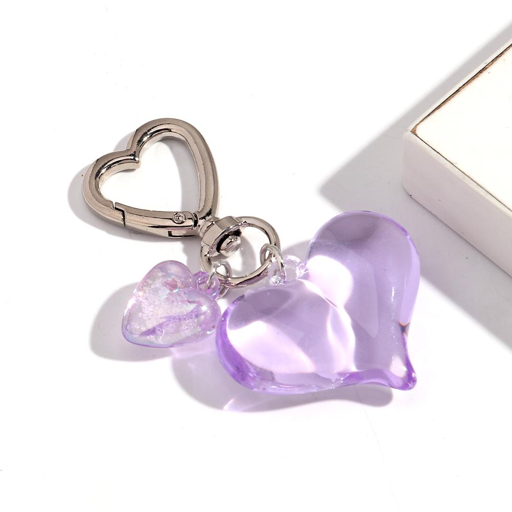 1pcs Sweet Heart Resin Keychain for Women Girl Clear Colorful Love Acrylic Keyring Phone Bag Charms Fashion Accessories Gifts