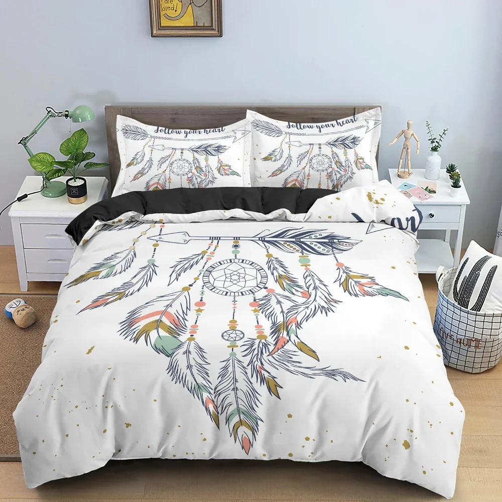 Dreamcatcher Bedding Set Feather Pattern Duvet Cover Comforter Covers Single Twin King Size Quilt Cover With Pillowcase 2/3Pcs