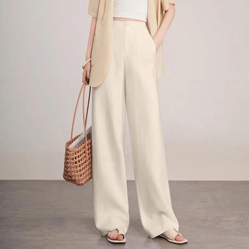 Women High Waist Linen Wide Leg Pants