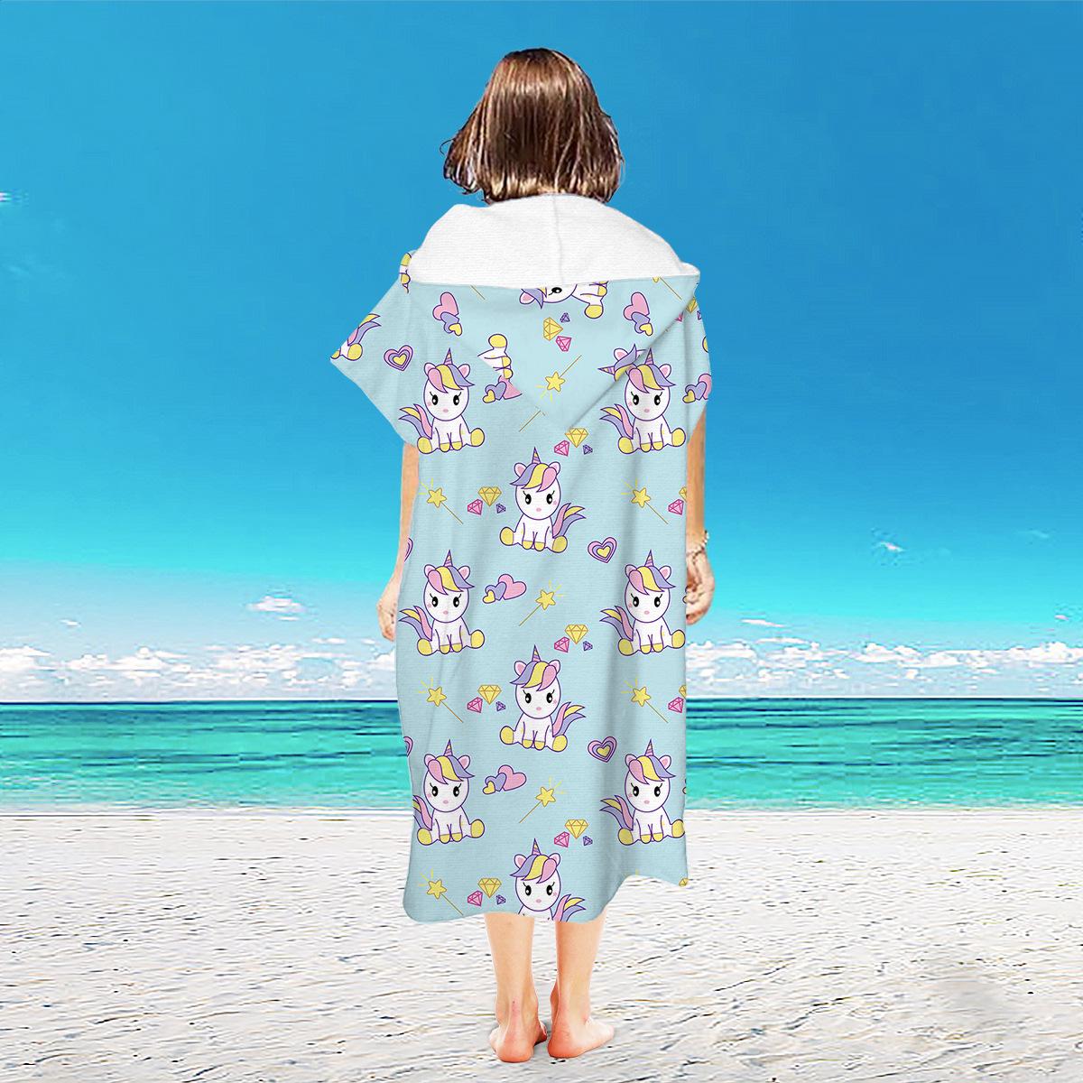 

Взрослый и детский быстросохнущий худи-пончо из микрофибры для пляжа и ванной Microfiber Towel Fabric Adult 110*75CM