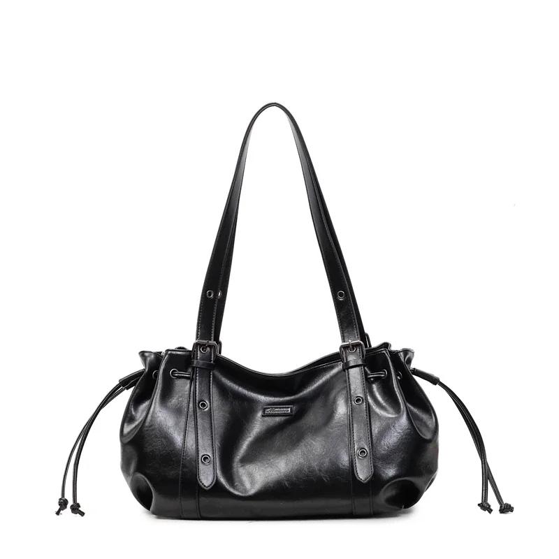 

New Stylish Design Sense of Luxury Solid PU Hasp Shoulder Bags for Women 2026 High Quality Designer Style Classic Sweet Handbags чёрный