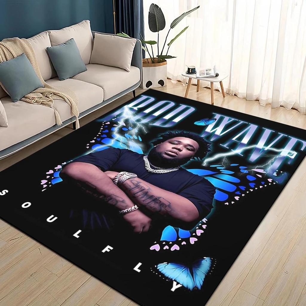 Tapis Tapis Star Rappeur Imprimé 3D HOT Rod Wave pour Salon Chambre Décoration Intérieure, Jeu pour Enfants Antidérapant pour Canapé Paillasson