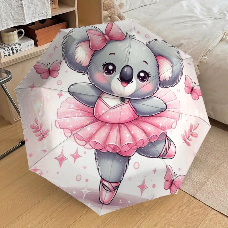 1pc Koala Ballerina In Pink Tutu Umbrella with Plastic Handle,Suitable for All Seasons Home Travel Outdoor UmbrellaDD067