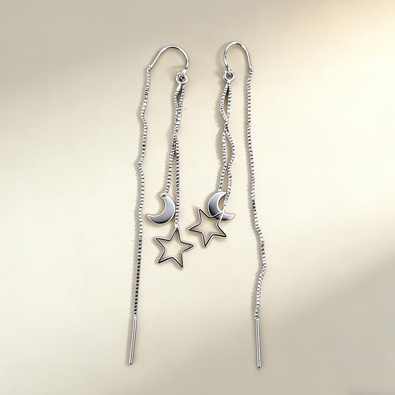 925 Sterling Silver Vintage Earrings For Women Trendy Simple Star Moon Earring Jewelry Prevent Allergy Party Accessories Gift