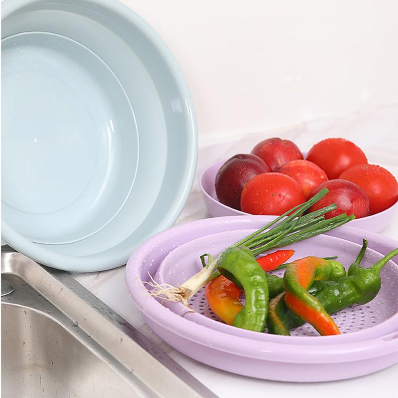 Mengni Multifunktions-Gemüse- und Obstbecken, kreatives Klappbecken, tragbares, zusammenklappbares Obsttablett, Haushaltswaschwerkzeuge
