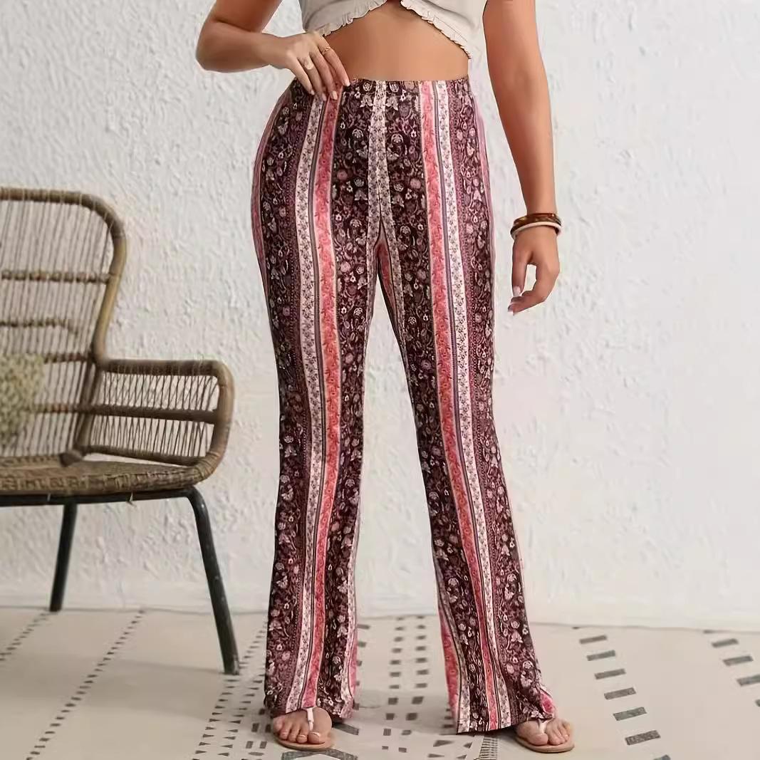 

Модные принтованные женские брюки больших размеров повседневные брюки 1XL разноцветный