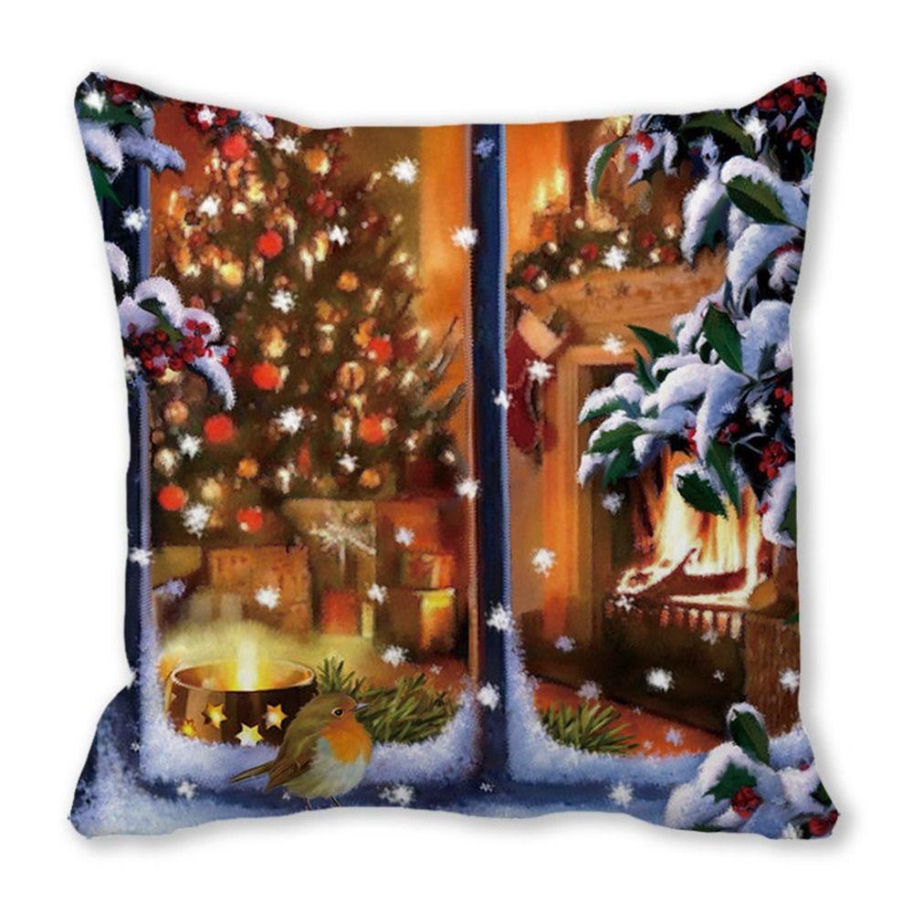 Fashion Peach skin velvet Christmas PillowCase Square Navidad Xmas Cushion Cover Santa Claus Sofa Pillow Cover Christmas