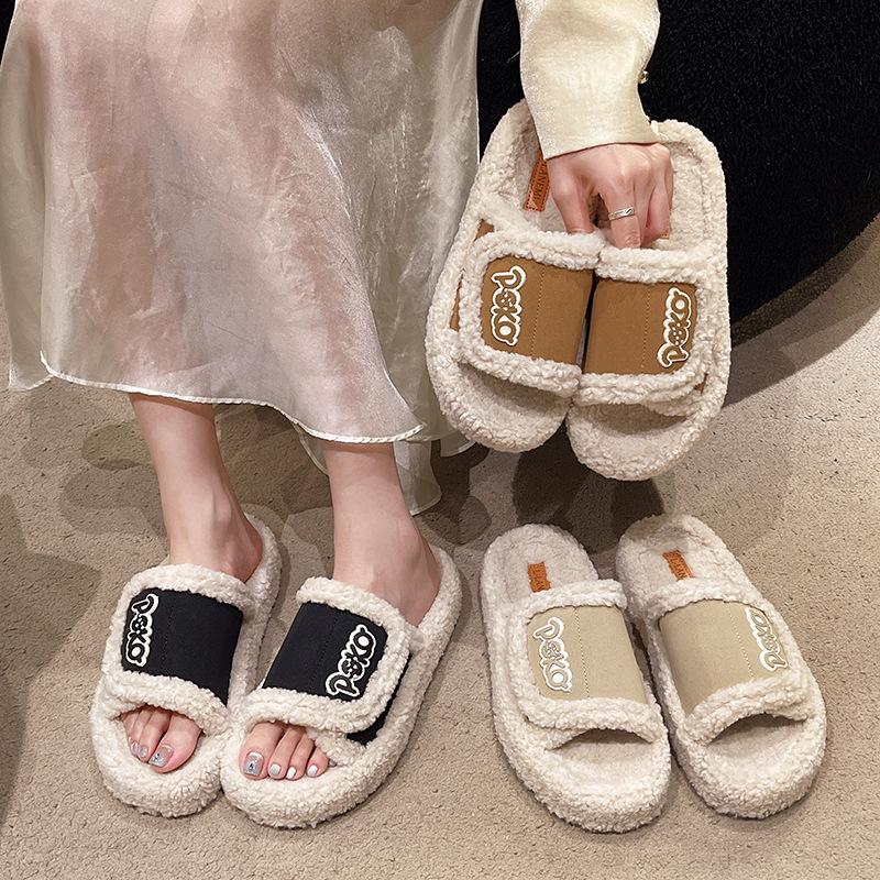 Xiaoxiangfeng Mao Mao Slippers 2025 New Autumn and Winter Indoor Home Cotton Mop Outdoor Wear Non-slip Premium Cotton Slippers Women