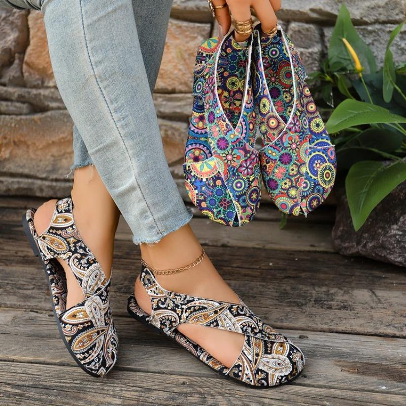 Mode Böhmische Blumenmuster Sandalen Lässige Leichte Schuhe Damen Sandalen 2025 Neue Mode Große Größen Hausschuhe Haussandalen Damen