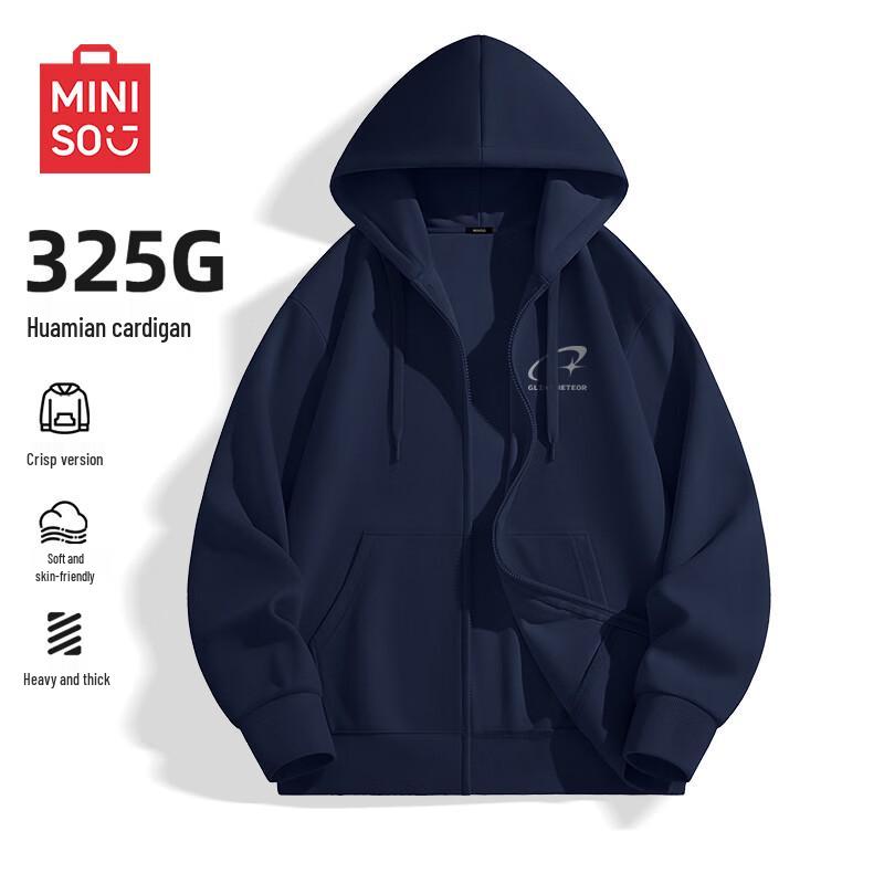 MINISO Men's American Style Hooded Full-Zip Sweatshirt