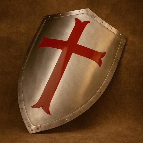 Templar Knight Shield Metal Crusader Armor Wall Hanging, LARP Prop