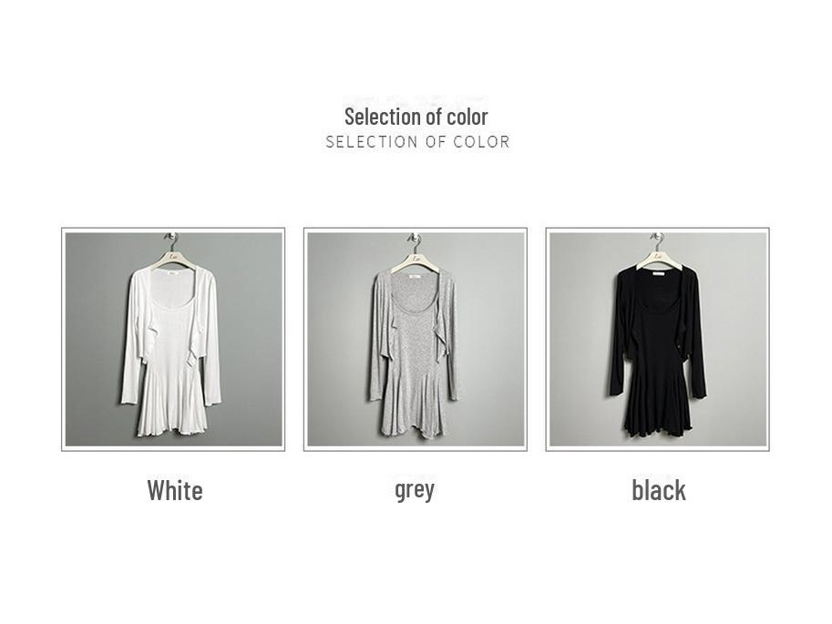 Dongdaemun Slim Fit Cardigan & Suspender Dress Set - Sexy, Figure-Revealing Two-Piece Outfit