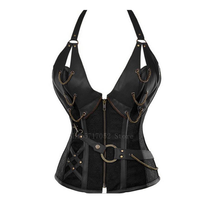 Costume da pirata vichingo medievale per adulti Costume da cavaliere gotico per donna Corsetto di Halloween Cosplay Steampunk Gilet in pelle con corazza in metallo