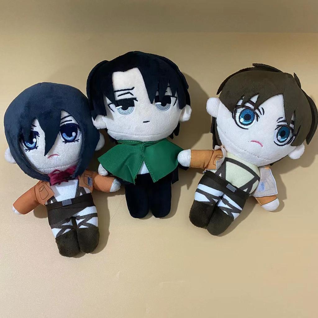 Anime Attack on Titan Plüschtiere Puppe Kawaii Levi Eren Mikasa Niedlich Kawaii Sammlung Grün Stoffpuppe Geburtstagsgeschenke für Kinder