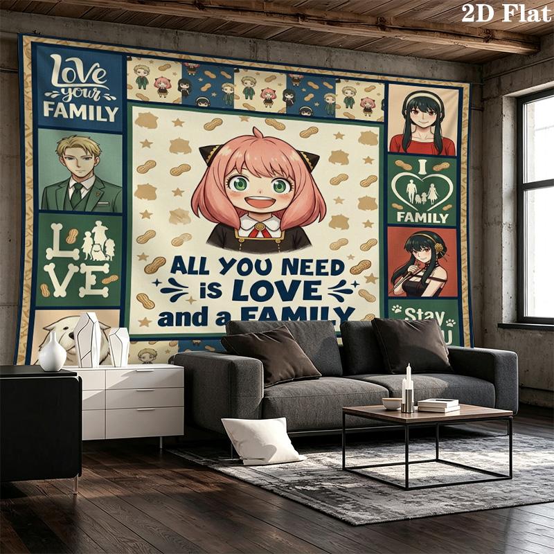 Spy Family Wall Tapestry Aesthetic Wall Hanging Printed Fabric Blanket Decorative Tapestries For Bedroom Living Room Home Decor
