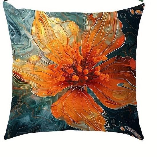 Lebendiges Orange Mohnblumen Muster Kissenbezüge Kissenbezug Geeignet für Sofa Schlafzimmer Auto Kissenbezug