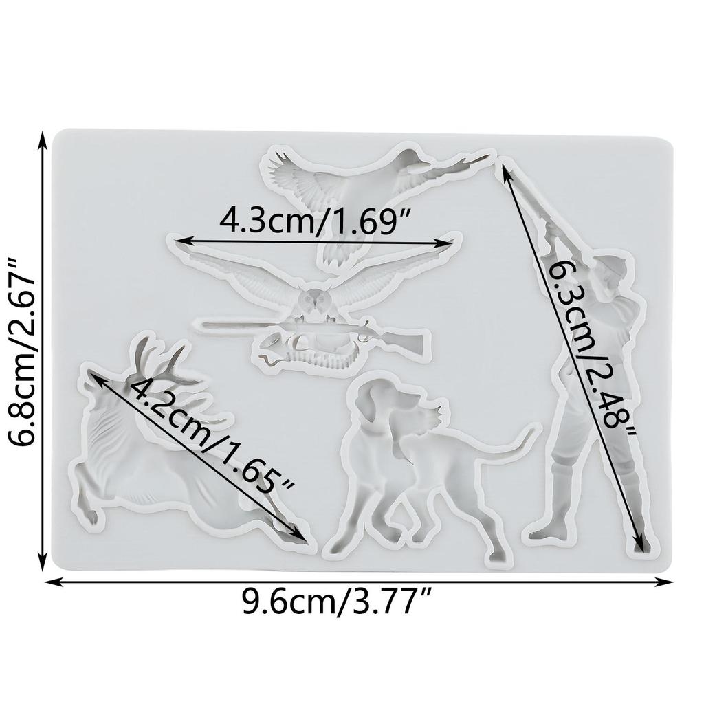 Hunter Animals Silicone Molds Deer Dog Owl Bird Fondant Mold Cake Decorating Tools Cupcake Topper Chocolate Candy Craft Gum Paste Polymer Clay