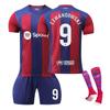 2324 Barcelona Home Football Jerseys Shorts Socks Set New Season Shorts Socks Adult Kids Size Set