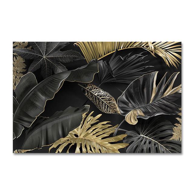 Moderne Abstrakte Ölgemälde Kunst Poster und Drucke Goldenes Blatt Wandkunst Leinwandgemälde Bilder für Wohnzimmer Heimdekor